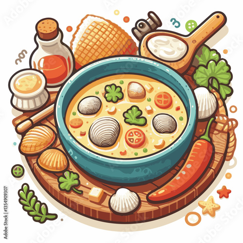 food, dinner, chowder, delicious, clam, bowl, soup, meal, lunch, seafood, gourmet, healthy, potato, creamy, cream, fresh, shellfish, white, cuisine, dish, parsley, bread, spoon, milk, hot, background,