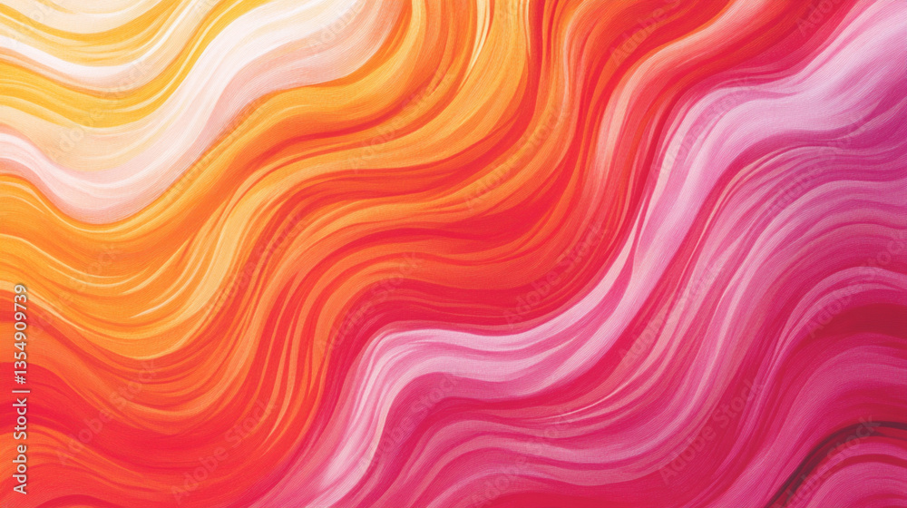Abstract wavy background with orange, pink, and white color gradient.