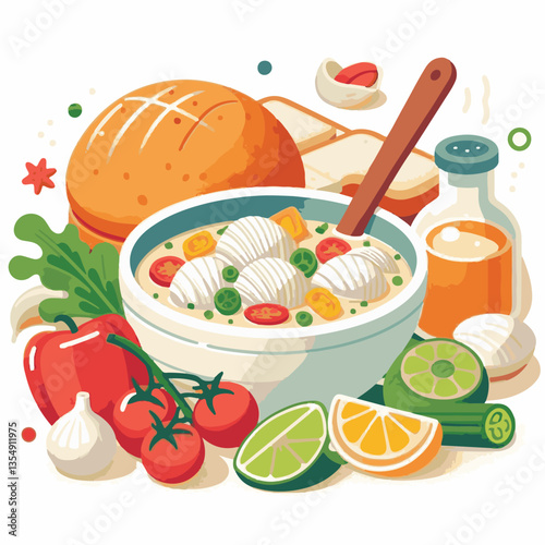 food, dinner, chowder, delicious, clam, bowl, soup, meal, lunch, seafood, gourmet, healthy, potato, creamy, cream, fresh, shellfish, white, cuisine, dish, parsley, bread, spoon, milk, hot, background,
