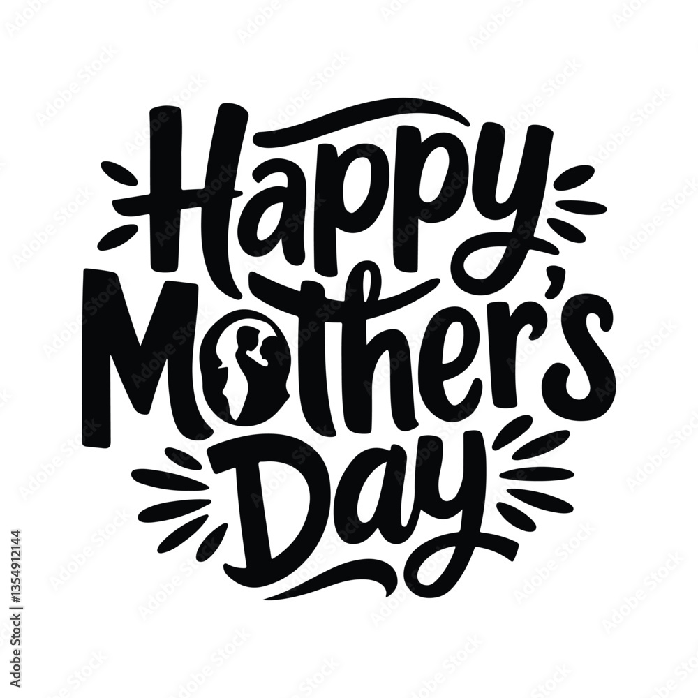 Fototapeta premium Happy Mother Earth Day T shirt Happy mothers day hand drawn lettering isolated illustration vector Happy mother's day lettering collection set, Happy Mothers Day lettering set. Handmade calligraphy Ha