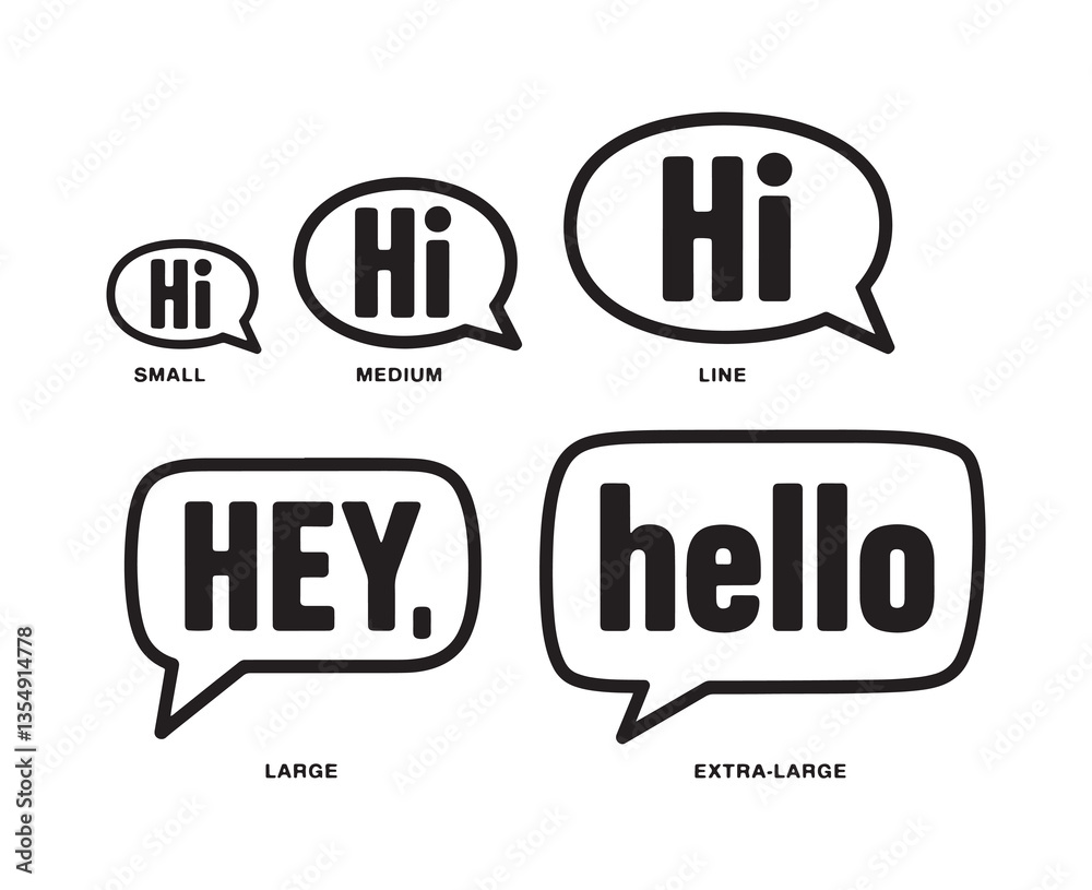 Set of speech bubble shape vector silhouette in different variation presentation on white background Set of speech bubble shape vector silhouette in different variation presentation on white background