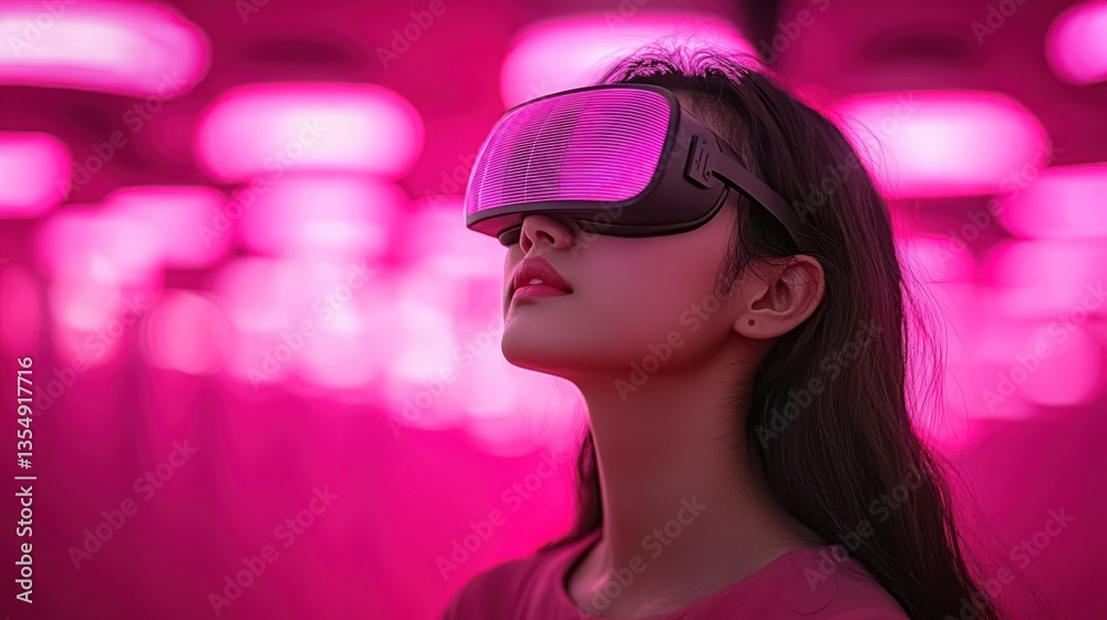 VR experience in vibrant pink light VR experience in vibrant pink light