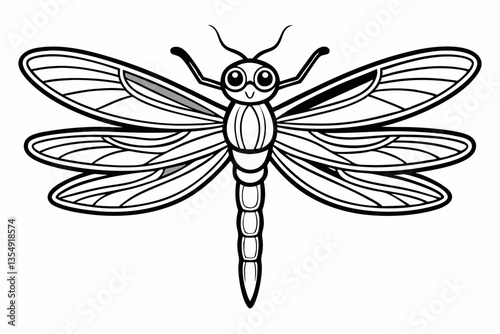 coloring page line art the dragonfly black vector
