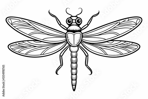 coloring page line art the dragonfly black vector