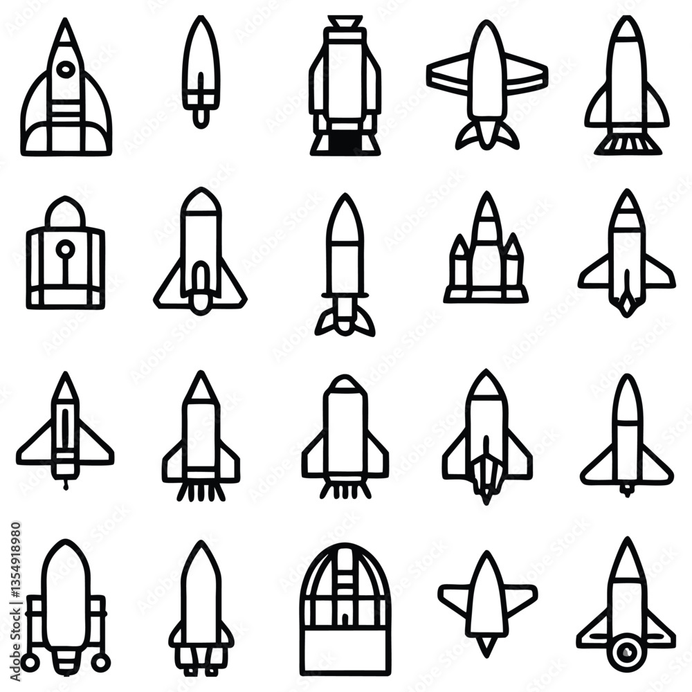 Vector icons set of landmarks and monuments symbol collection