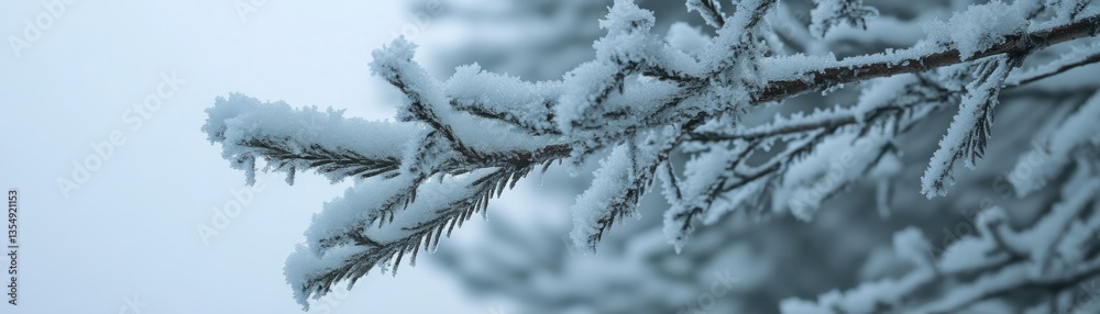A close up image of a snow covered evergreen branch A close up image of a snow covered evergreen branch