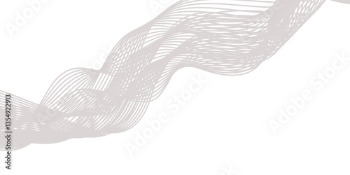 Abstract Curved Black and White Line Wave Background