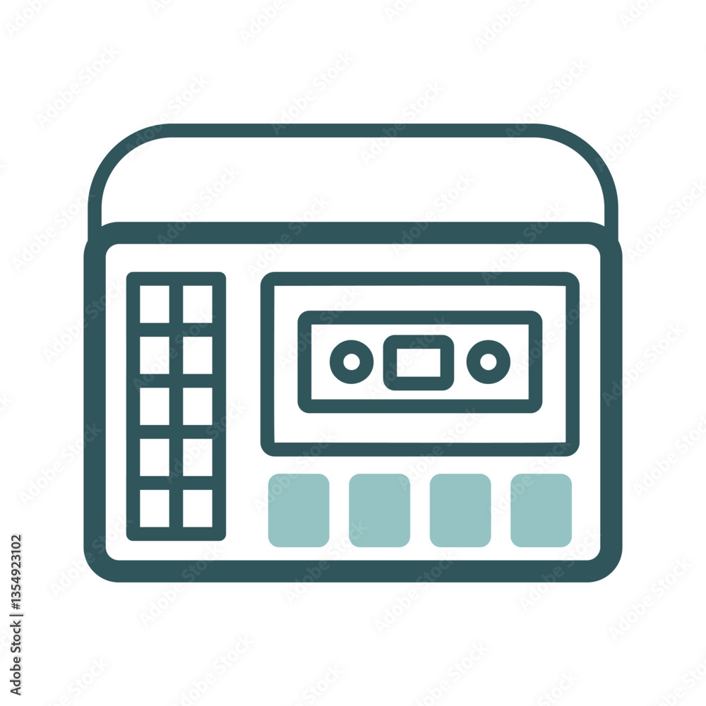 Obraz premium Retro cassette recorder player vector icon