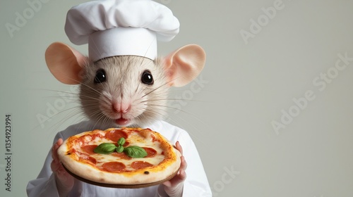Chef mouse with pizza 