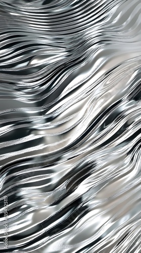 Reflective chrome waves in a holographic, prismatic pattern