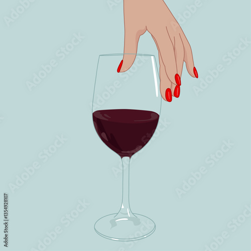 Hand Holding Wine Glass Illustration