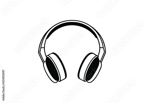 Silhouette of headphone isolated on a white background