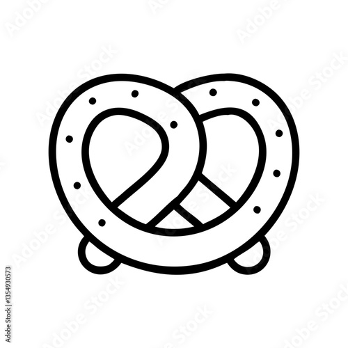 pretzel with baked salt crystals sprinkled on top outline icon, isolated vector illustration