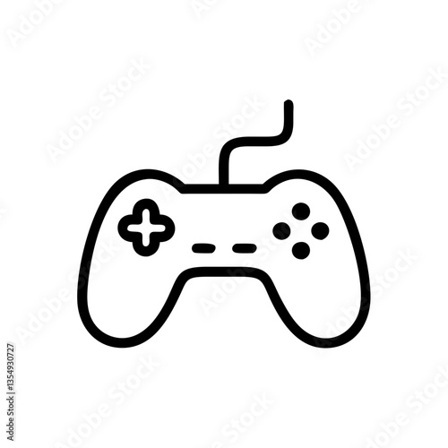 simple game controller outline icon, isolated vector illustration