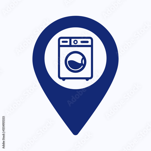 Laundry Service Pin Icon, Wash Facility Map Marker, Cleaning Location Symbol