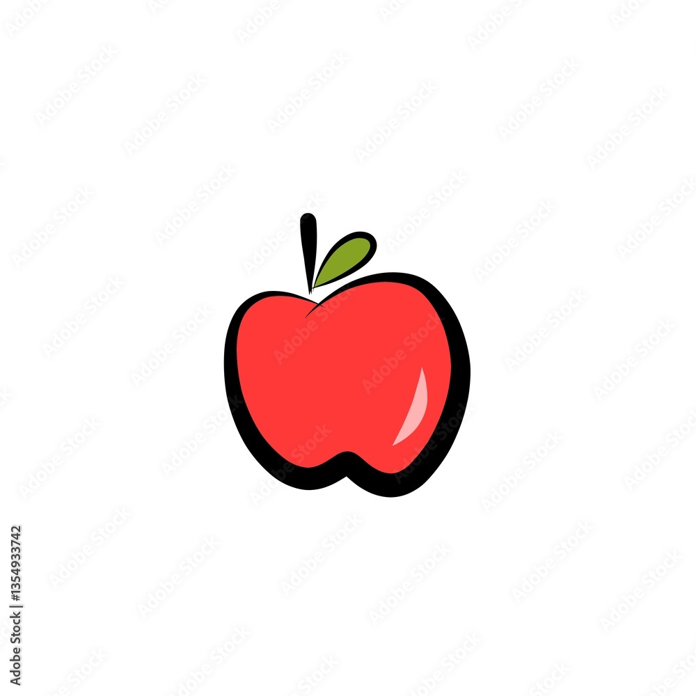 Fototapeta premium Flat cute apple fruit icon clipart cartoon animated illustration design for kids and children books for learning fruits and alphabet isolated on transparent background
