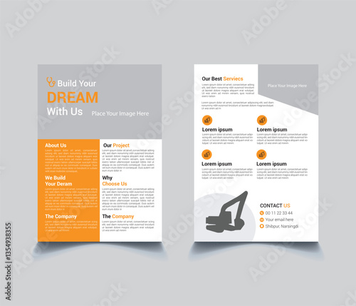 Construction Company Business Brochure Template | Modern Corporate Flyer Design