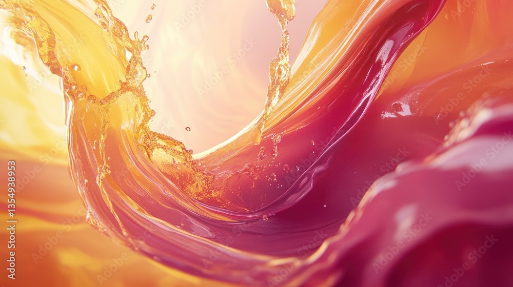 Obraz premium A vibrant fluid splash of colorful liquid in motion appears