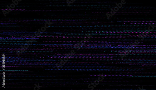 Glitched Lines Noise No Signal Effect Design. Unique Design Abstract Digital Pixel Noise Glitch Error Screen. Video Damage Overlay Background. Vector Illustration.