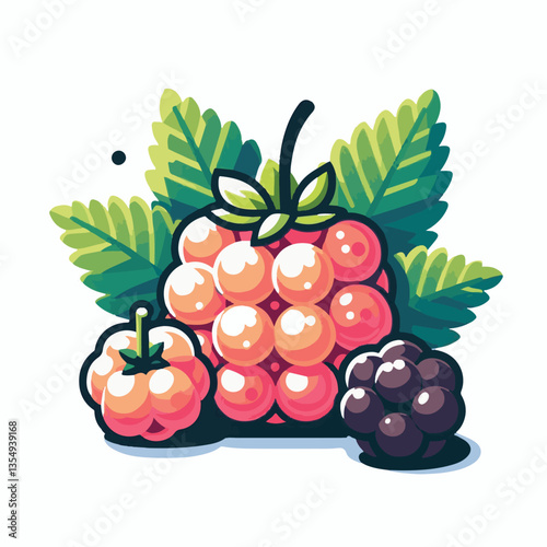 berry, cloudberry, nature, food, natural, fresh, healthy, background, organic, ripe, sweet, isolated, juicy, fruit, summer, orange, leaf, green, vitamin, illustration, plant, nordic, delicious, tasty,