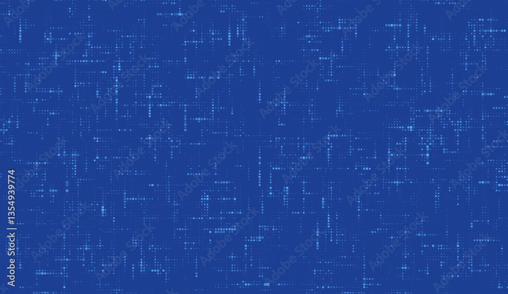 Blue Game glitch background, vector pattern disrupted lines, dots and digital pixelated noise that emulate visual disruption or glitch effect in video games or digital media.