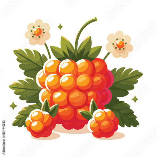 berry, cloudberry, nature, food, natural, fresh, healthy, background, organic, ripe, sweet, isolated, juicy, fruit, summer, orange, leaf, green, vitamin, illustration, plant, nordic, delicious, tasty,