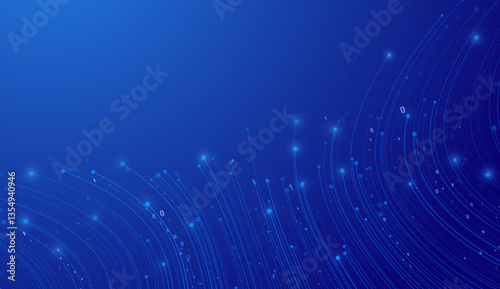 Digital Data Flow Vector Background. Big Data Technology Lines. 5G Wireless Data Transmission. Information Flow in Virtual Reality Cyberspace. Vector Illustration.