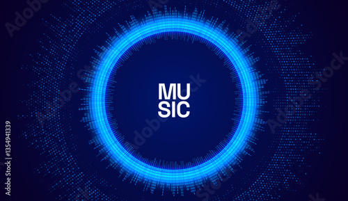 Circle sound wave visualisation. Pixel music player equaliser. Voice recognition. Radial audio signal or vibration element. Epicentre, target, radar, radio icon concept.