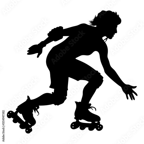 a silhouette of a person roller skating, with focus on speed and movement. This image captures the dynamism and energy of the sport