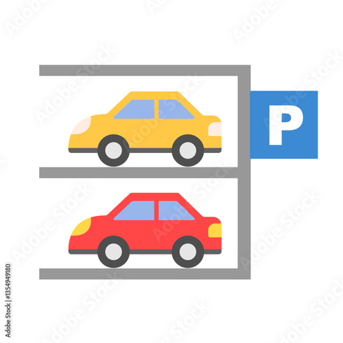 Flat design multistory parking lot icon. Vector.