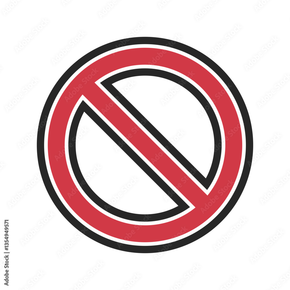 Red emphasis prohibited icon. Vector.