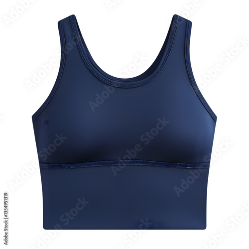 solid navy blue seamless sports bra isolated die cut 