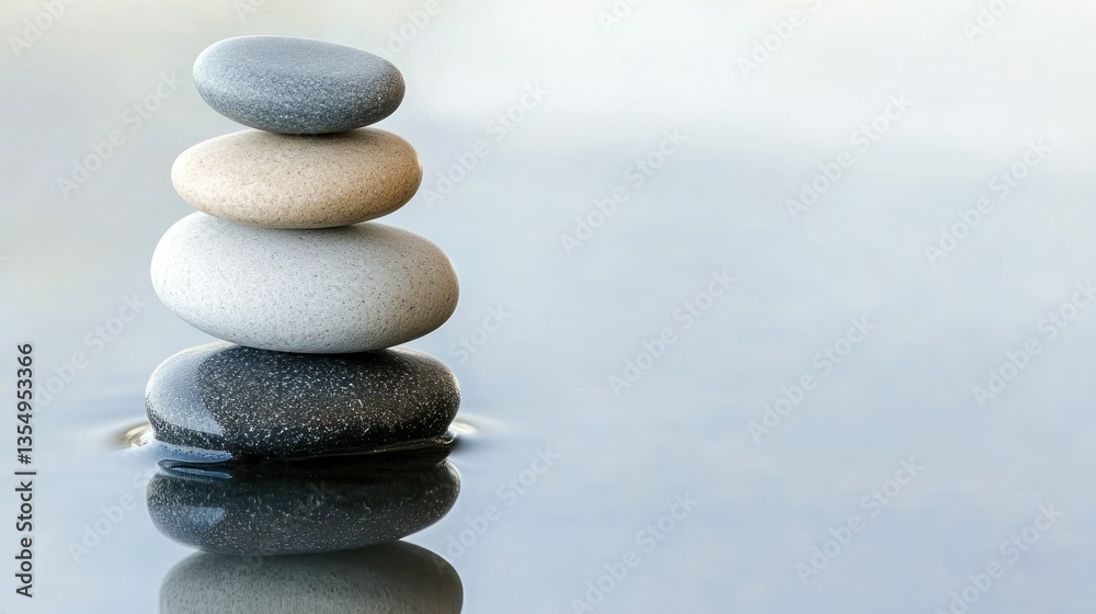 Stacked Rocks Show A Calm Composition On The Water Surface Stacked Rocks Show A Calm Composition On The Water Surface