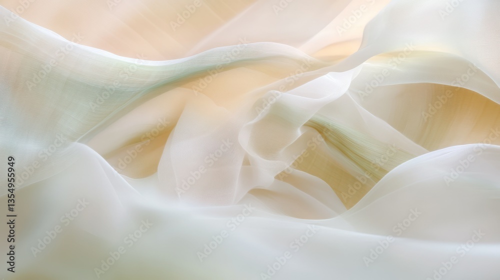 Soft flowing white and light colored fabric with textured layers