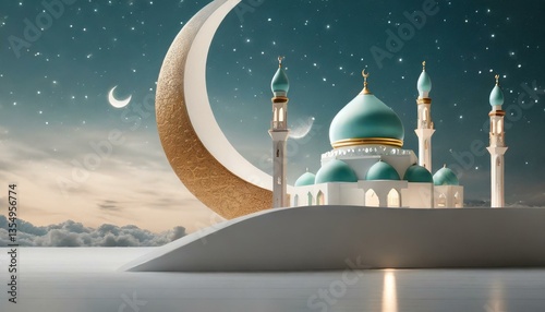 GenerateModern Eid Crescent and Mosqued image