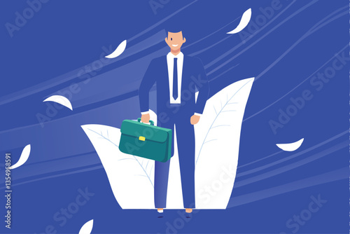 A sharply dressed character, possibly a businessman, confidently holds a briefcase overflowing with stacks of cash.  A sly, knowing smile plays on their lips.