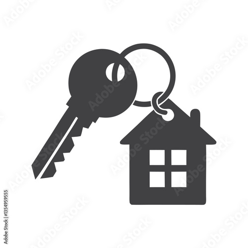 Professional Key and House Keychain silhouette vector design.