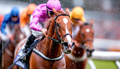 Horse Race, Rainy Day, Track Action