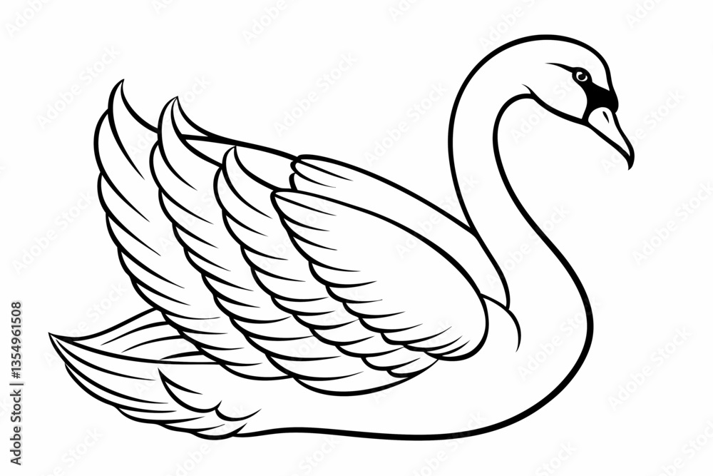 Fototapeta premium coloring page line art the swan black vector