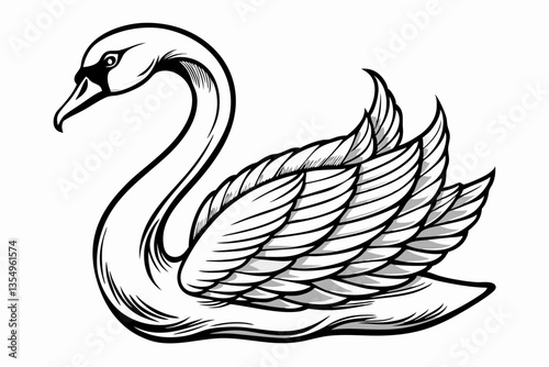 Photography coloring page line art the swan black vector