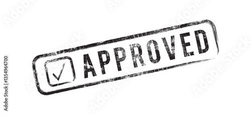 Black approved stamp isolated on transparent background. Black stamp with the words approved