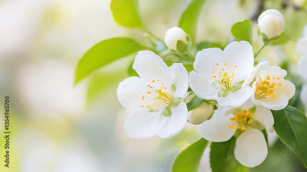 Obraz premium Delicate white flowers blooming in a garden adorned with soft natural light : Generative AI