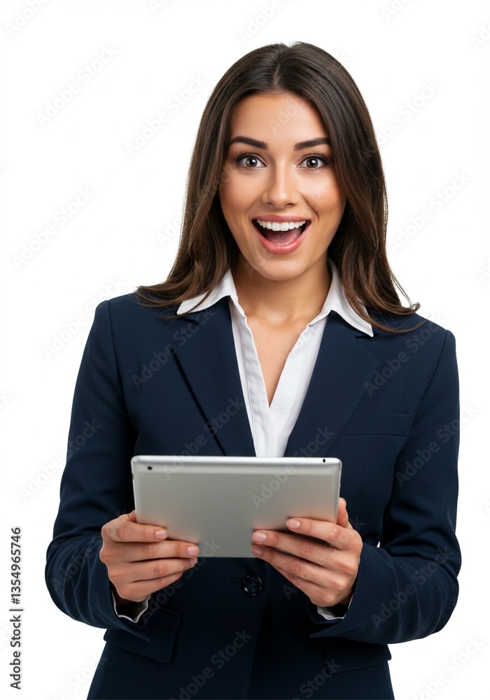 beautiful woman holding tablet. a business or office worker face shocked. white background. beautiful woman holding tablet. a business or office worker face shocked. white background.