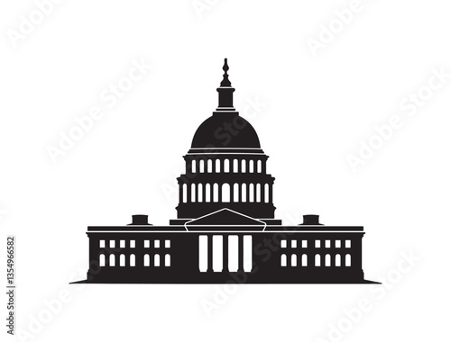 United States Capitol building silhouette  vector graphic, minimalist illustration