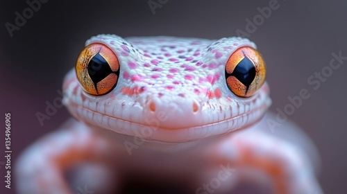 Close-up of a small, docile gecko with vibrant colors.  Its face is in sharp focus, showcasing delicate features and large, expressive eyes.  