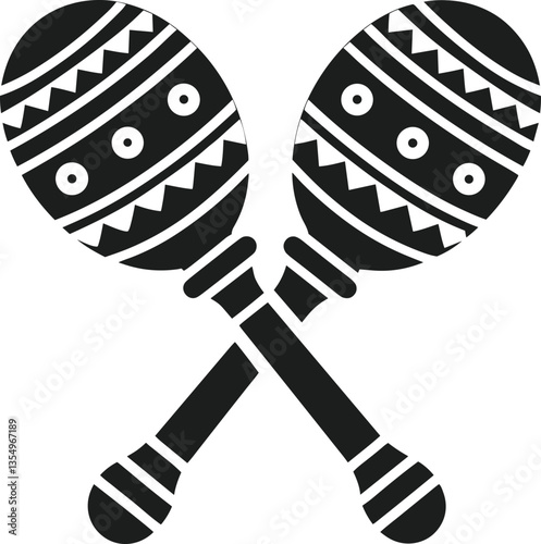 Decorative Maracas Silhouette Vector – Traditional Latin Percussion Instrument Icon