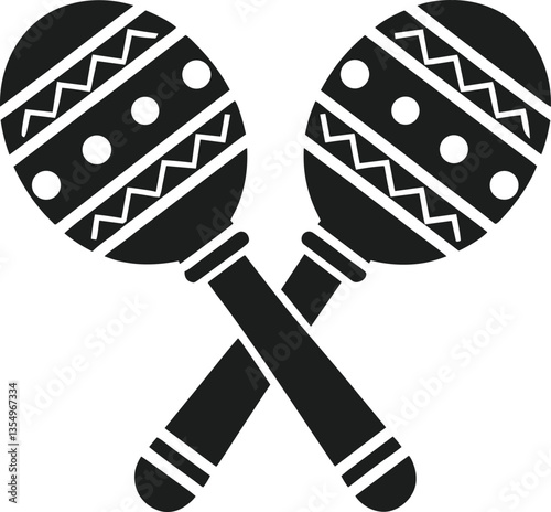 Mexican Maracas Silhouette Vector – Traditional Latin Percussion Instrument Illustration