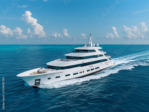 Luxury Yacht Cruising Caribbean Sea.