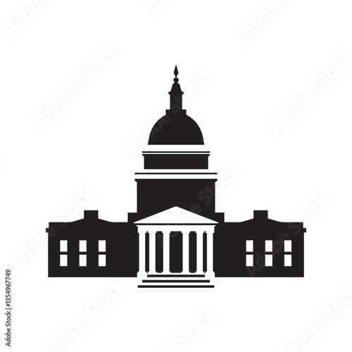 United States Capitol building silhouette  vector graphic, minimalist illustration