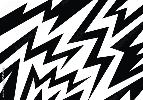 Abstract black and white background with spikes and zigzag narrow line pattern work